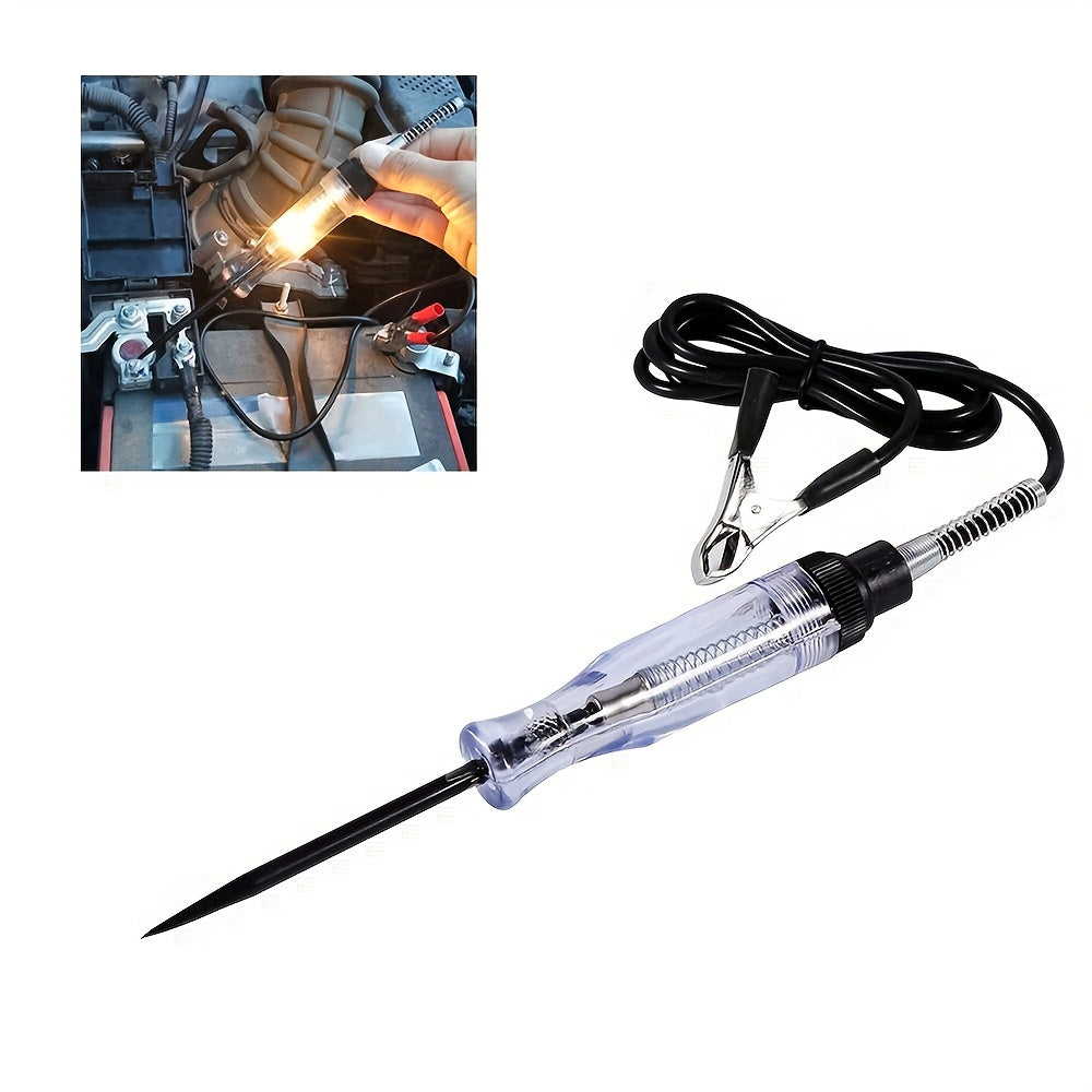 1 Car Truck Motorcycle Circuit Tester, DC 6V 12V 24V Probe Light System Test - Auto Current & Voltage Test Pen, Electrical Tester with Long Probe Pen & Bulb Display - Compact Design & Clip for Easy Use - Great for Auto & Motorcycle