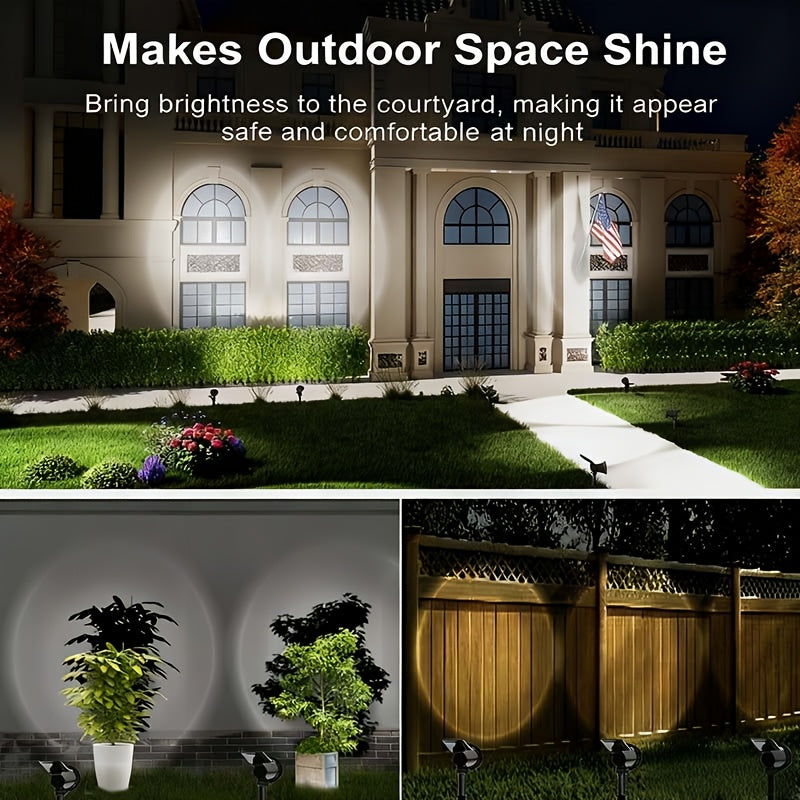 Outdoor Solar Spotlight Set, Available in 1/2/4 Packs, Landscape Light, Equipped with 18 LEDs, IP44 Waterproof Rating, Smart Light Sensor Function, Perfect for Outdoor Decoration in Courtyards, Gardens, Lawns, Walkways and Furniture Design