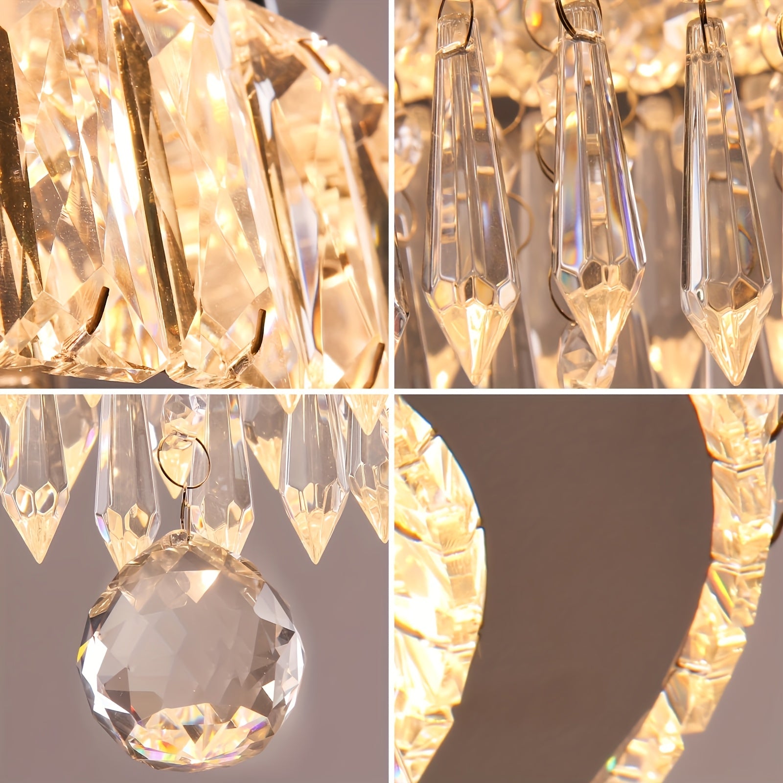 Remote Control Dimmable LED Crystal Ceiling Light - 11.8-Inch Modern Pendant Light with 3 Adjustable Light Colors, Suitable for Bedroom, Living Room and Hallway