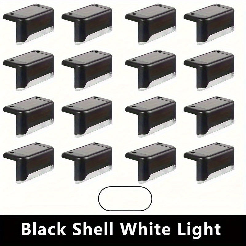 16 Pack Solar Deck Light Set, Solar Step Light LED Courtyard Decorative Outdoor Light, IP44 Waterproof, Suitable for Outdoor Railings, Stairs, Fences, Posts, Walkways, Courtyards, Gardens, Poolside - Perfect for Halloween and Christmas Decoration