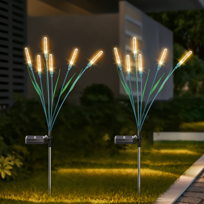 Solar Courtyard Light - IP65 Waterproof LED Outdoor Fairy Light, Swaying Reed Design, Suitable for Patio, Courtyard and Pathway Decoration, Solar Powered, Warm White Light Garden Solar Light