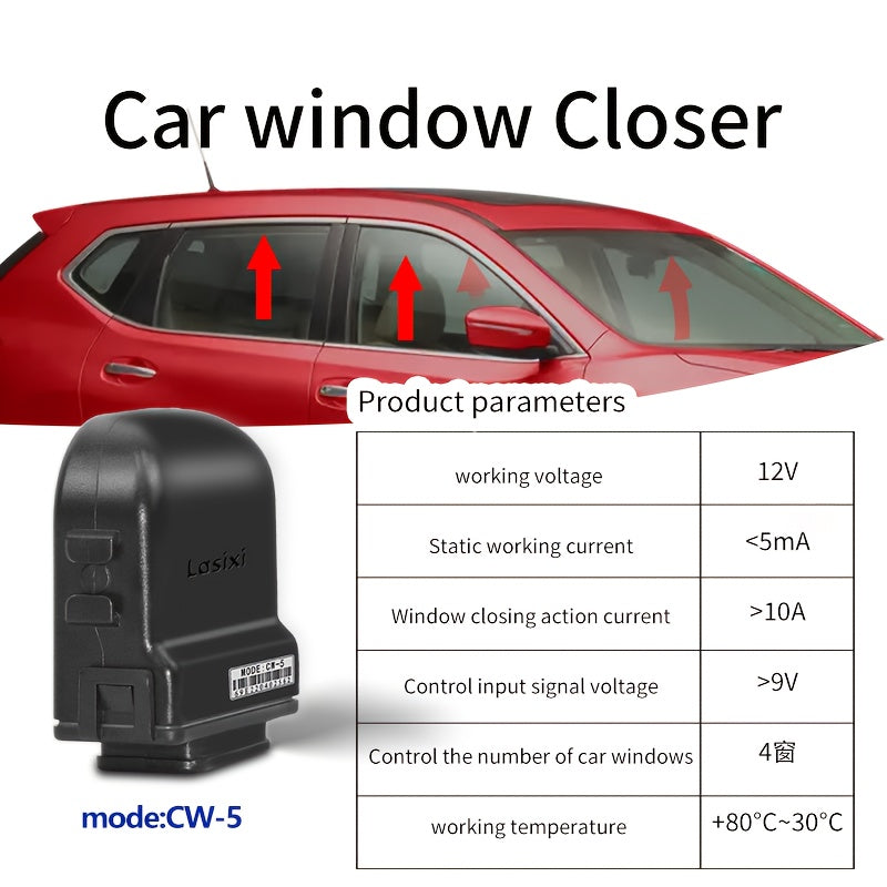 Lasixi 12V Car Power Window Regulator with Auto Close Lock - Universal Fit for All Models, Hardwired Installation, 4 Doors