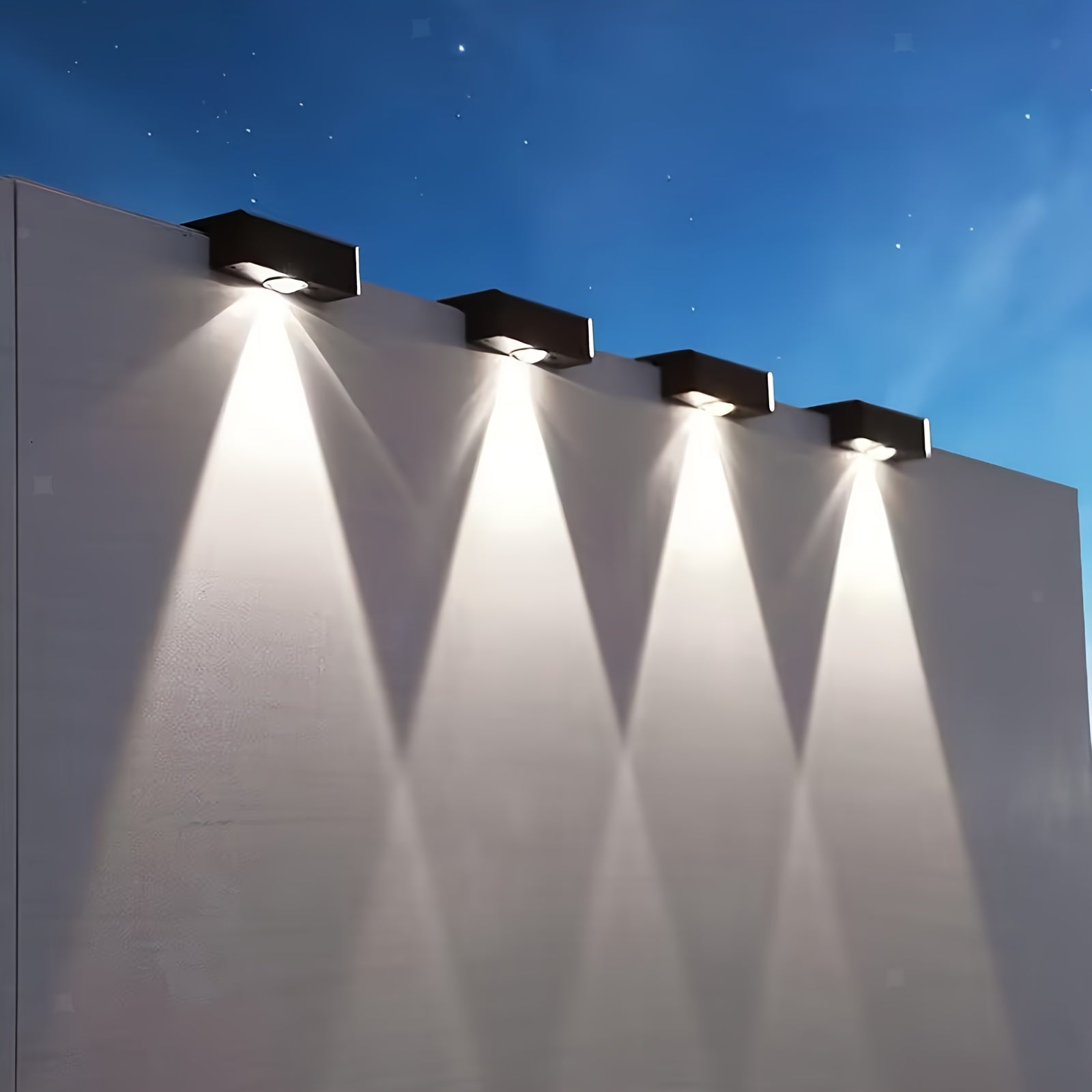 Solar Outdoor Deck Light, Porch Courtyard Exterior Wall Washer Light, 7-Shaped Wall Top Sconce, Automatic On/Off Night Lighting
