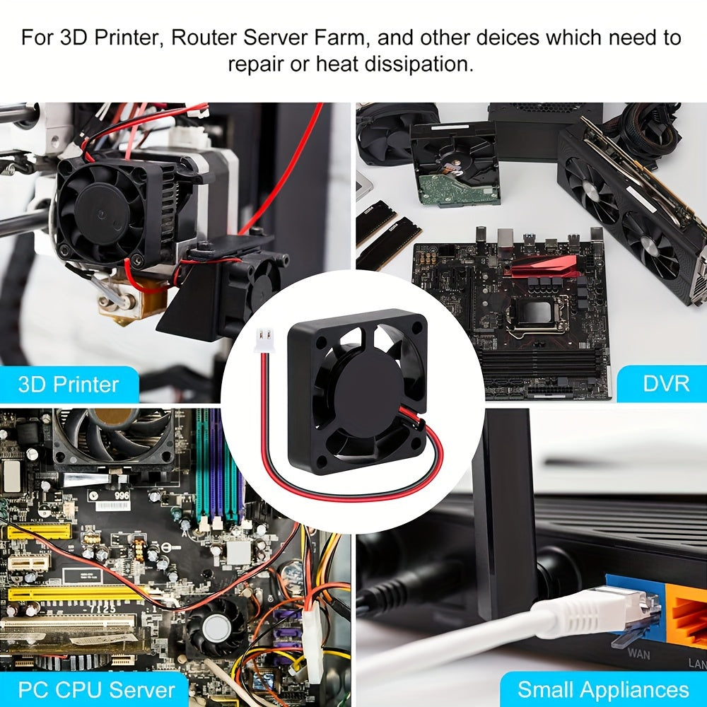 CLELO 4-Pack Mini Cooling Fans for 3D Printers – Brushless DC, 12V/24V, 2-Pin Connector, Ideal for Industrial Use