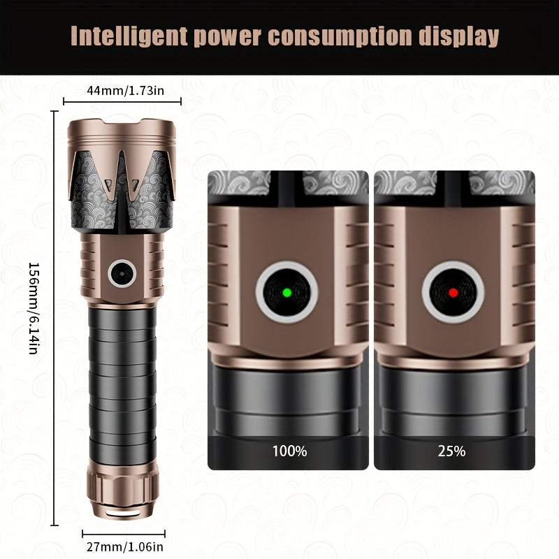 SKYFIRE Mini Flashlight Powerful LED Light Unique Pattern Effect Retractable & Zoom Function 6 Levels Brightness Adjustment Ideal for Outdoor Camping Farm Patrol