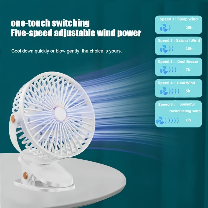 2025 USB Rechargeable Mini Fan, LED Stylish Night Light, Long-Lasting Battery &amp; Strong Wind, 2 Colors Available, Keep Cool &amp; Comfortable, Essential Summer Back-to-School Item for RV Camping
