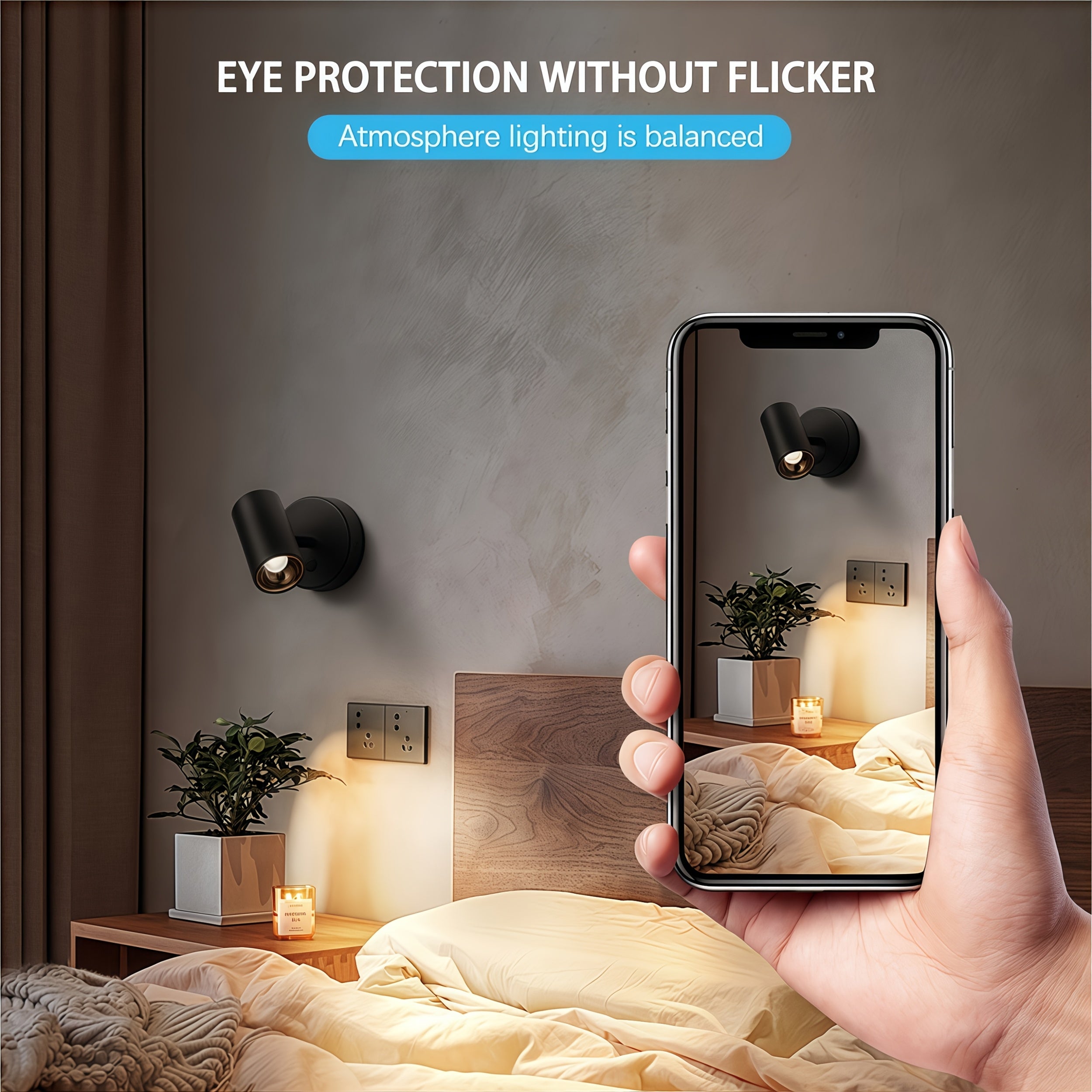 1 Smart Magnetic LED Wall Light, USB Charging, Metal Touch Button Control, LED Spotlight, Ambient Light, 3 Colors Adjustable, Brightness Adjustable, 1200mAh Rechargeable Battery, Suitable for Bedroom, Restaurant, Party, Exhibition