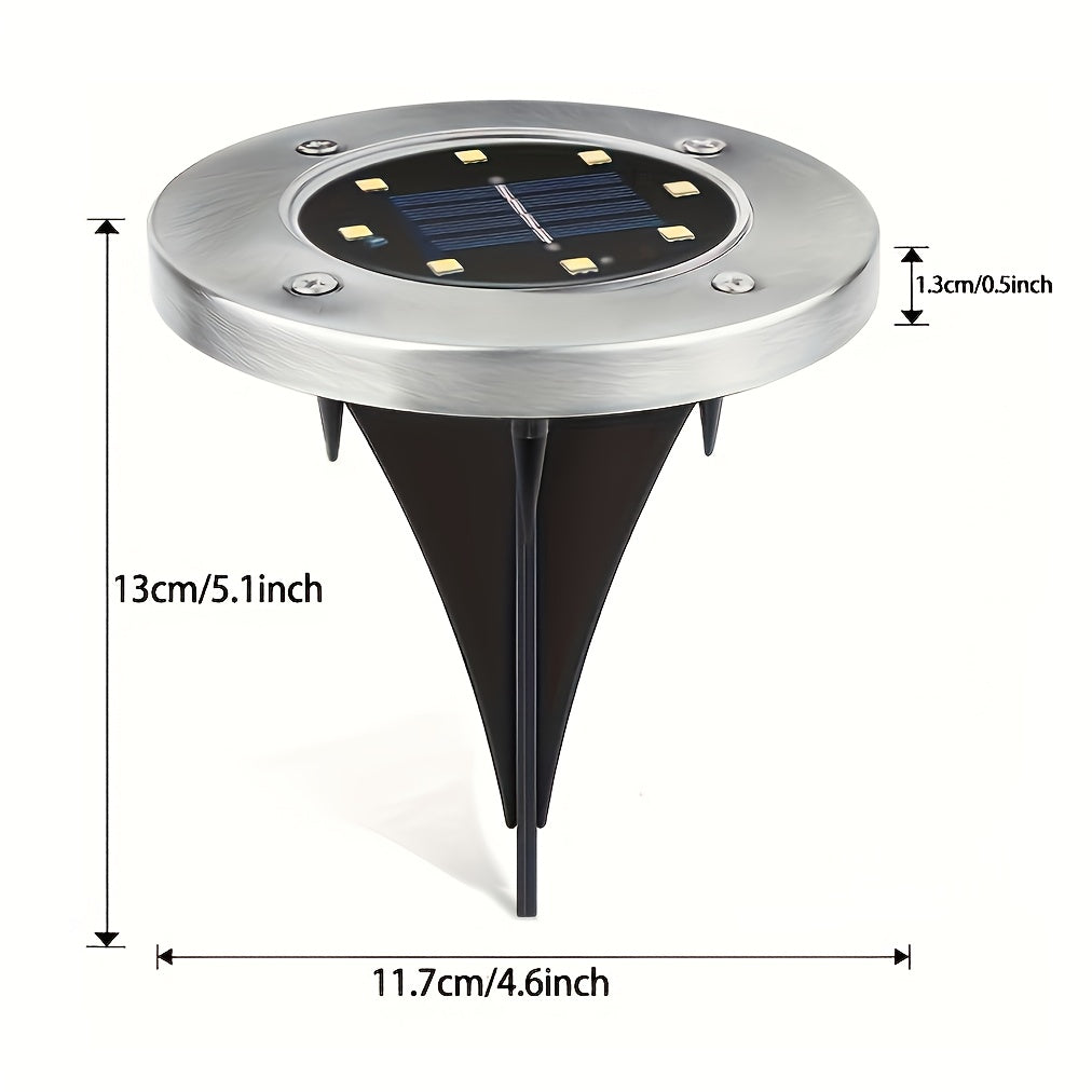 18/10/6-Pack Solar Ground Light, Outdoor Waterproof Solar Light, 8-LED Solar Landscape Light, Suitable for Garden, Courtyard, Patio, Path, Driveway, Walkway (Cool White Light)