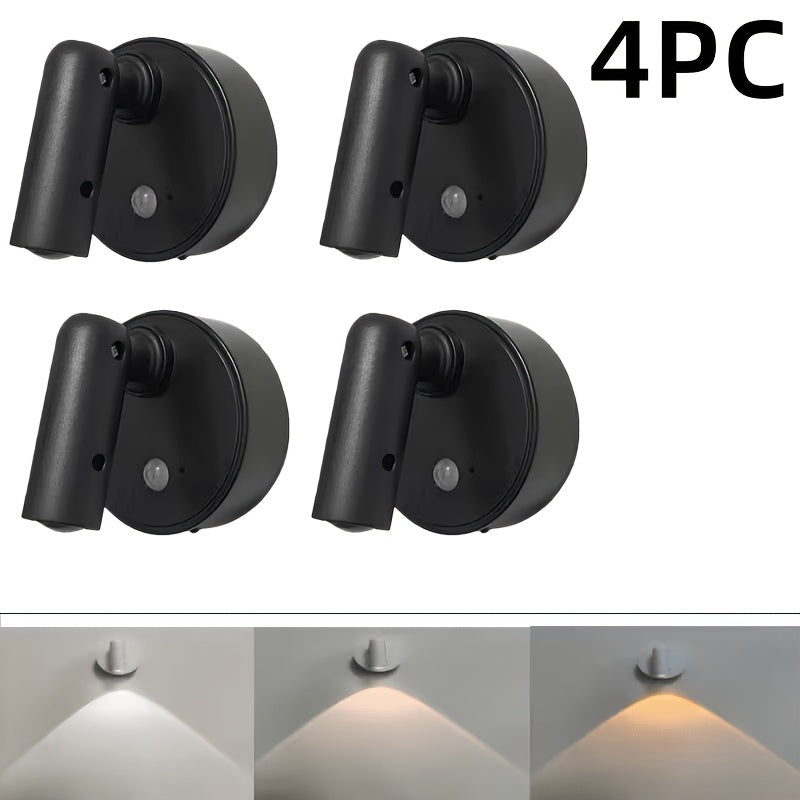 2026 New White/Black LED Sensor Spotlight, Picture Wall Light, Spot Light, Motion Sensor + Touch Dimming, 7-Color RGB Dynamic Gradient Effect, Round Spot Light, Decorative Ambient Light, USB Rechargeable, Magnetic Installation