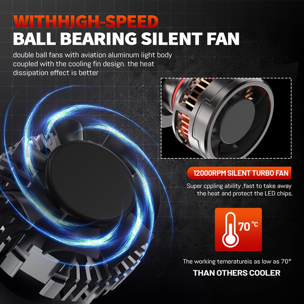 2-Pack H11 LED Headlights for Vehicles, Providing 60000 Lumens Brightness, Compatible with H1, H4, H7 and H11. Features Dual Copper Tube Heat Dissipation, 380W High Power, High/Low Beam Options, 1000% Brighter than Standard Lights
