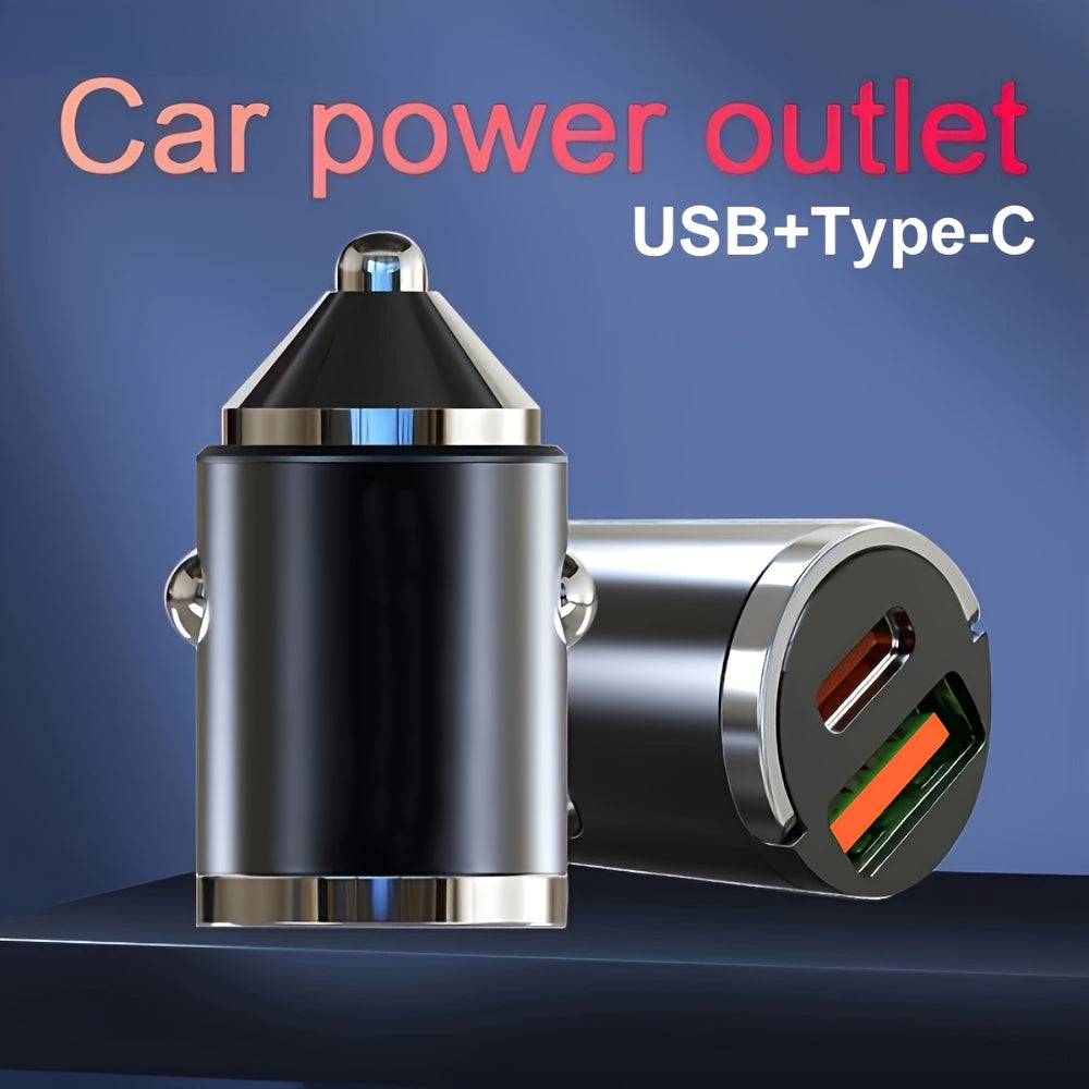Beimingsi Metal Vehicle-mounted Charger - Concealed Ultra-fast Charging Flash Charging Mini Ring-shaped Fast Charging Head Suitable for Fast Charging Of Mobile Phones