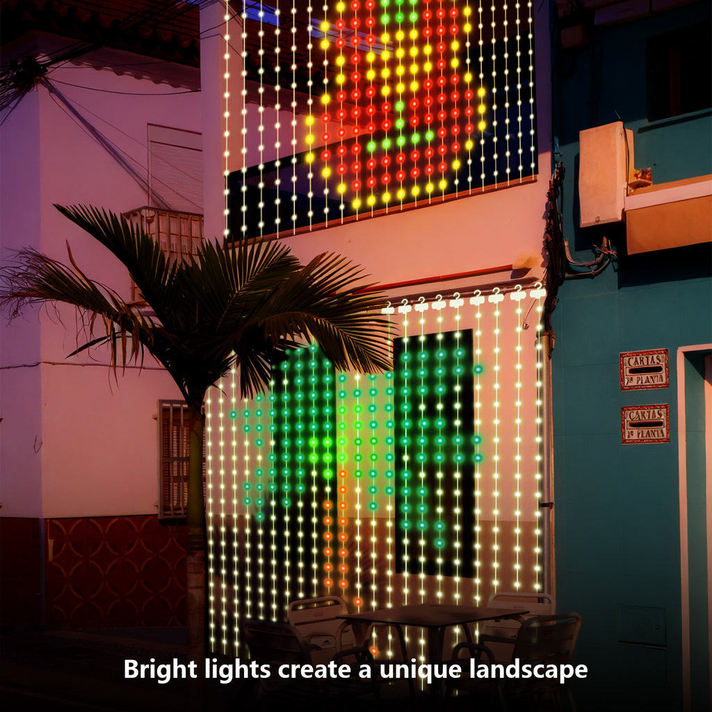 1件新型号智能Led窗帘灯，3/6/10FT 400LED, 童话圣诞灯，多种颜色变化模式，适用于卧室、露台、花园，秋季，情人节，圣诞节装饰，LED灯。