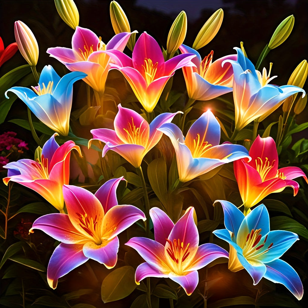 2025 New Solar Outdoor Flower Light Solar Courtyard Light Waterproof 30-Head Rose 7-Color Changing Landscape Light Suitable for Garden Path Patio Cemetery Decoration 1/2/4/6-Pack