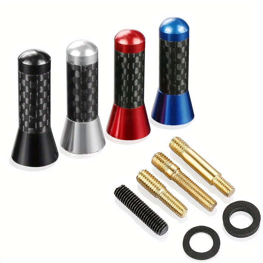 3.5cm/1.38in Car Mini Short Antenna Carbon Fiber Antenna Short Radio Metal Receiving Antenna Antenna Accessory