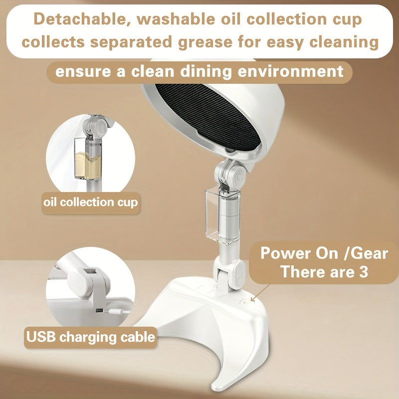 Foldable Portable Range Hood – 3 Adjustable Speeds for Exhaust & Smoke Purification – Cordless Operation, Compact Design, Ideal for Indoor Cooking, BBQ, Hot Pot, Grill – Compatible with -C/-A, Compatible with Smartphone