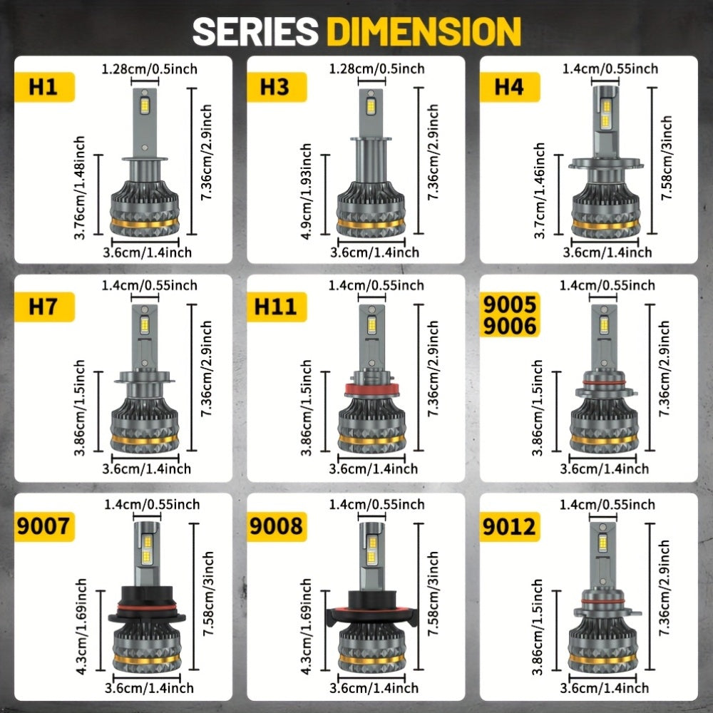 2-Pack H7 H4 H11 LED CANBUS Lights H1 H3 9005 HB3 9006 HB4 H8 H9 9012 HIR2 9007 H13 Car LED Headlight Bulbs 220W 12V 24V Auto Headlights, No Battery Included