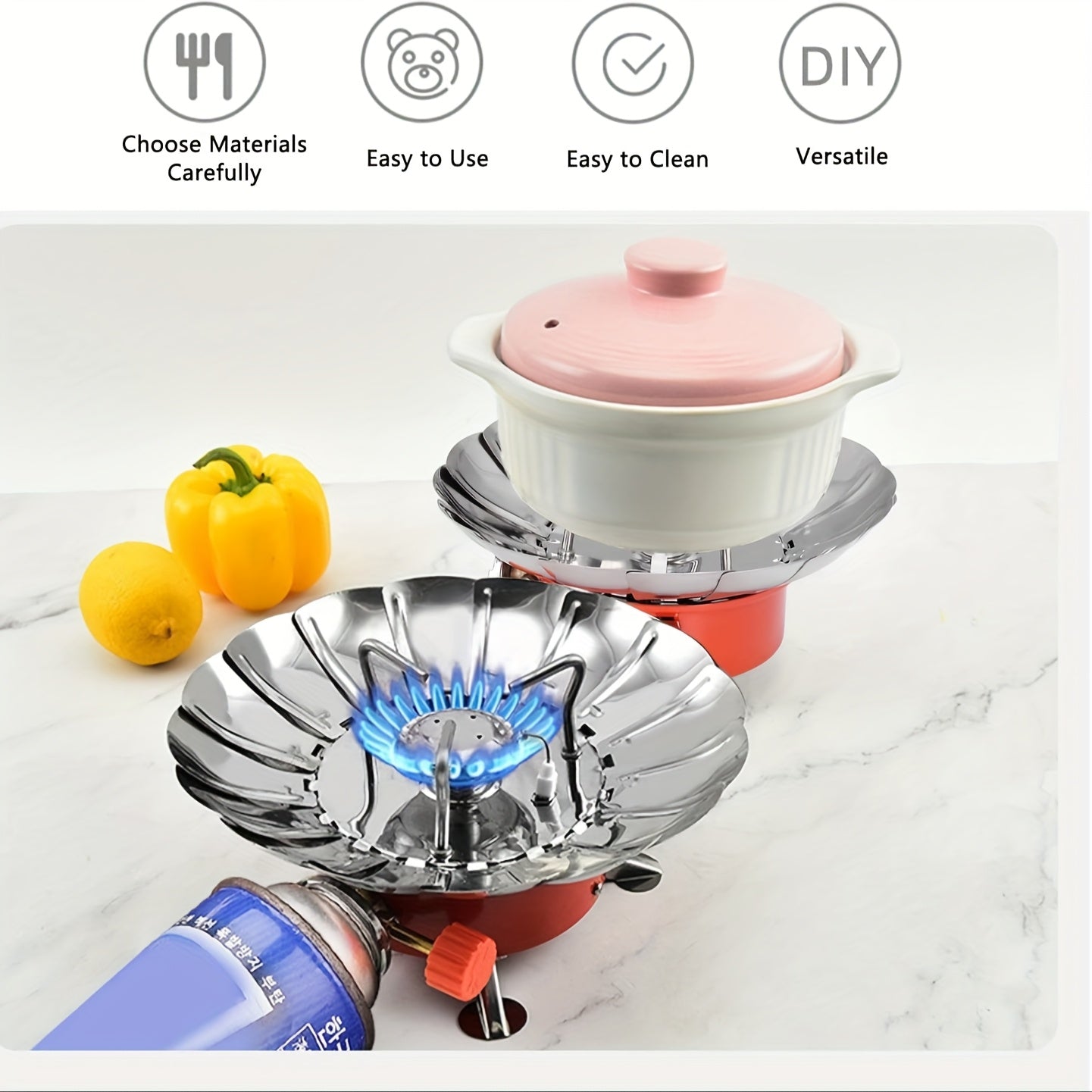 Portable Windproof Camping Stove - Stainless Steel, Foldable Design, Ideal for Outdoor Adventure, Hiking and Picnic