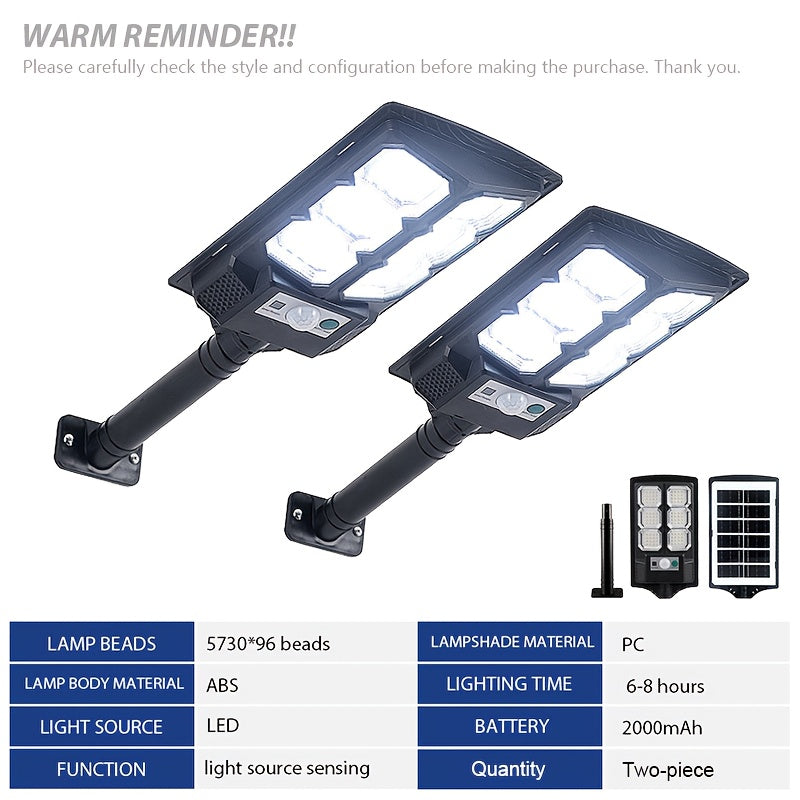 2 Pack / 1 Pack - Super Bright LED Solar Street Light, Outdoor Wall Lighting, Wide Angle Courtyard Light, with Motion Sensor and Remote Control Wall Light - Ideal for Commercial Streets, Parking Lots, Courtyards, Gardens, Garages, Farms