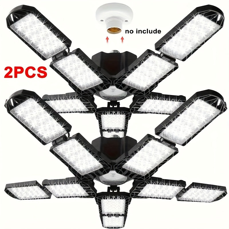 LED Ten-Leaf Folding Garage Light - High Power Ultra-Bright Ceiling/Wall Light, Removable Blades, Wide Voltage (110-240V), Compatible with Emergency Backup, Semi-Flush/Flush Mount Installation, Suitable for Garage