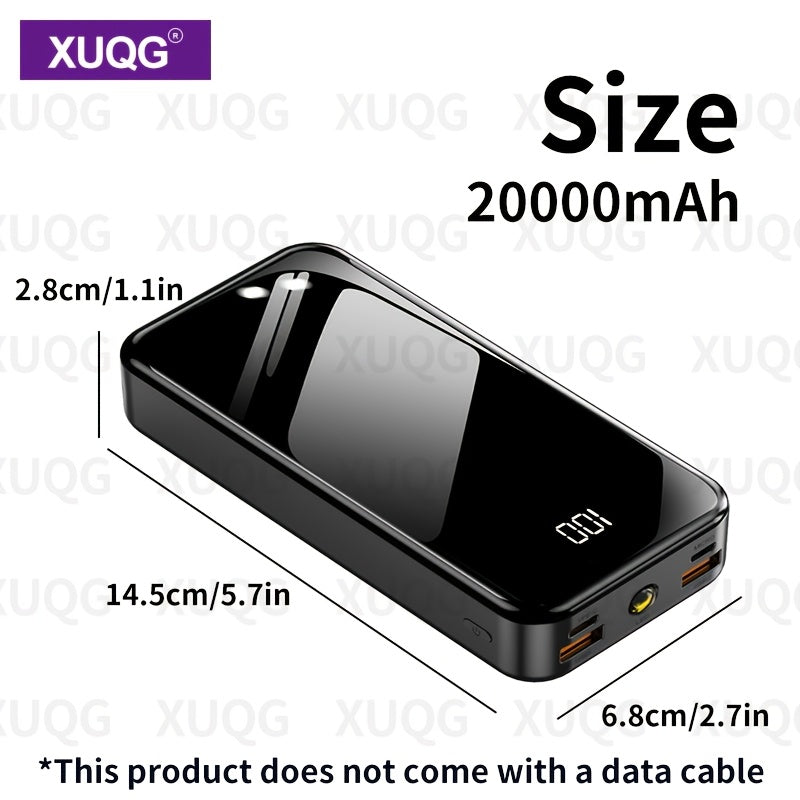 20000mAh Power Bank with LED Power Display, Built-in LED Light, Dual Input/Output, Compact and Portable Mobile Charger
