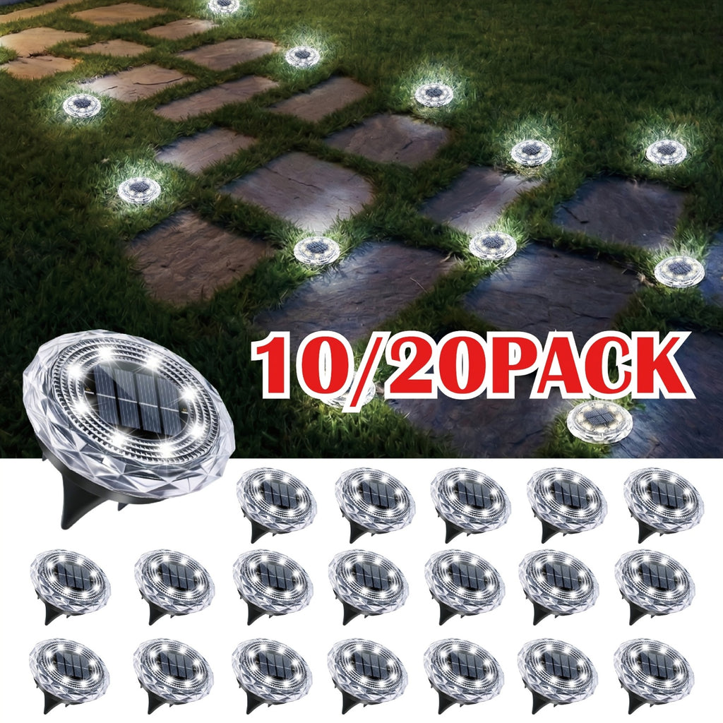 Solar Ground Light, Waterproof Outdoor Solar Light, Solar Garden Light Suitable for Courtyard, High Brightness Solar Disc Light, Recessed Landscape Lighting, Suitable for Patio, Path, Walkway, Driveway, White