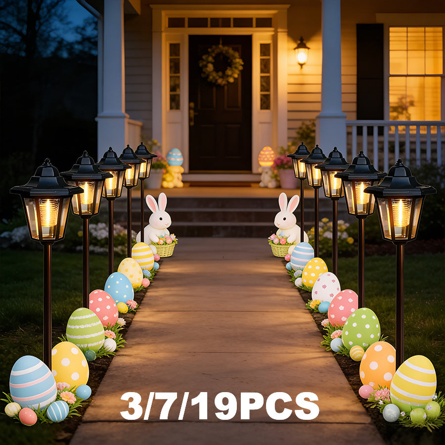 3/7/19-Piece Black Minimalist Theme IP65 Pathway Fence Light, Solar Advanced Hexagonal Fence Light Solar Outdoor Lawn Light, Suitable for Garden Post, Courtyard, Backyard Decoration, Valentine's Day Easter Gift