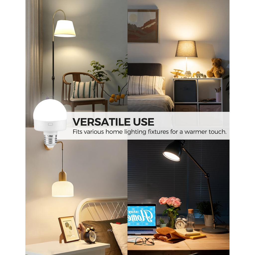 2-pack rechargeable bulb with remote control, battery-powered LED bulb with timer and 3 color temperatures, adjustable detachable wireless bulb with remote control, for lamps and non-hardwired use