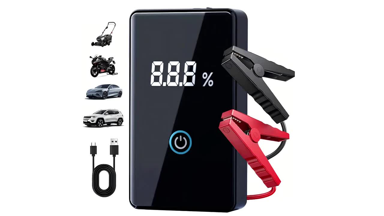 Car Jump Starter High Power Car Starter | Advanced Portable Emergency Car Starter - Powerful 6000mAh Rechargeable Battery, Charges, Suitable for Vehicles Under 36V, Upgraded Version, Reliable Emergency Power Source