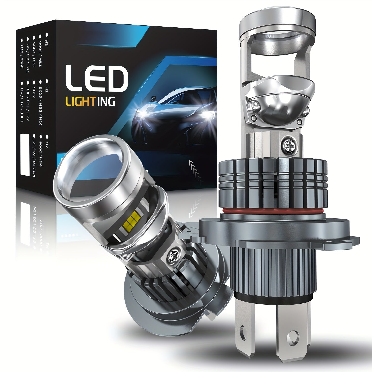 2-Pack H7 H4 LED Projector Mini Bulbs, Compatible with Canbus System, for H11, 9005 (HB3), 9006 (HB4) Car Turbo Headlights and Motorcycles, 12V, Easy Plug-and-Play Installation, No Battery Included