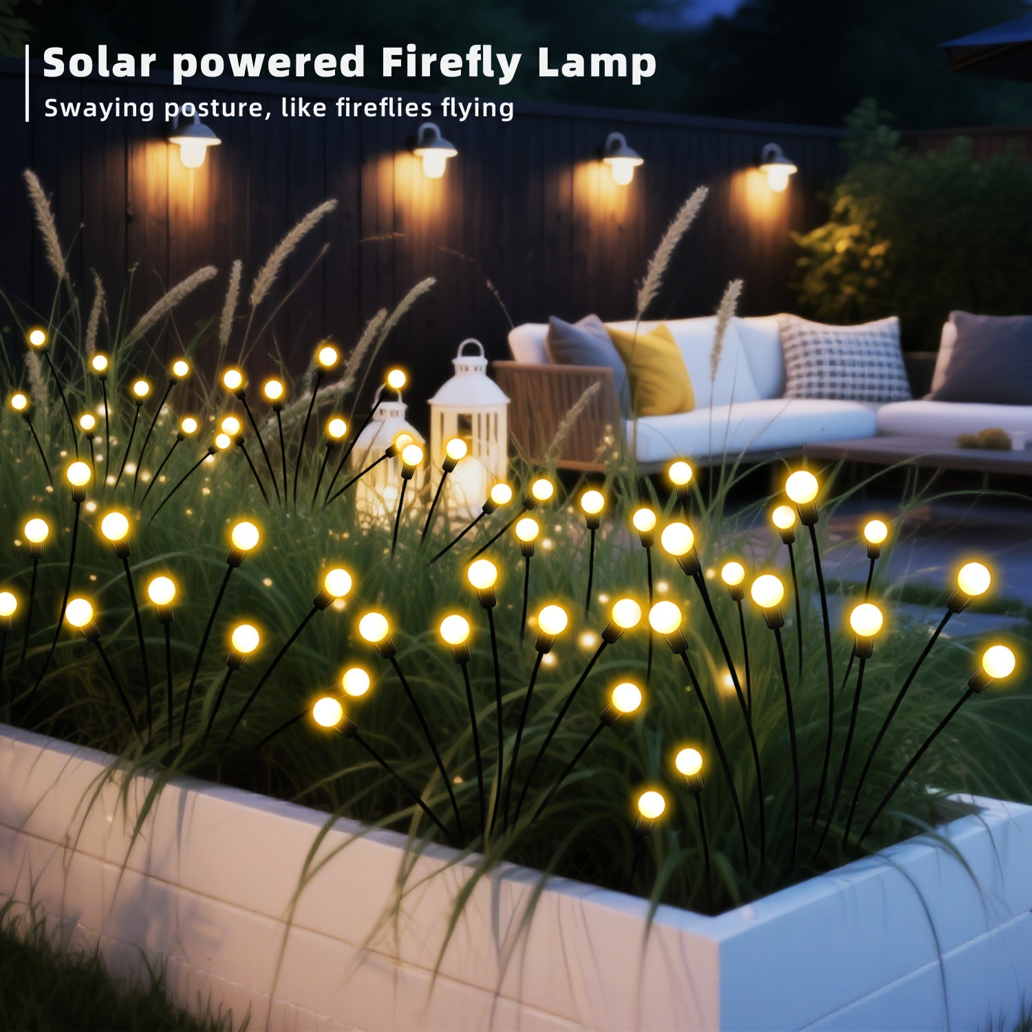 4 Pack Solar Outdoor Lawn Light, 32 LED Twinkling Firefly String Light, Upgraded 12 Twinkling Modes, Perfect for Garden, Courtyard, Lawn, Pathway, Wedding, Party, Easter and Festival Decoration