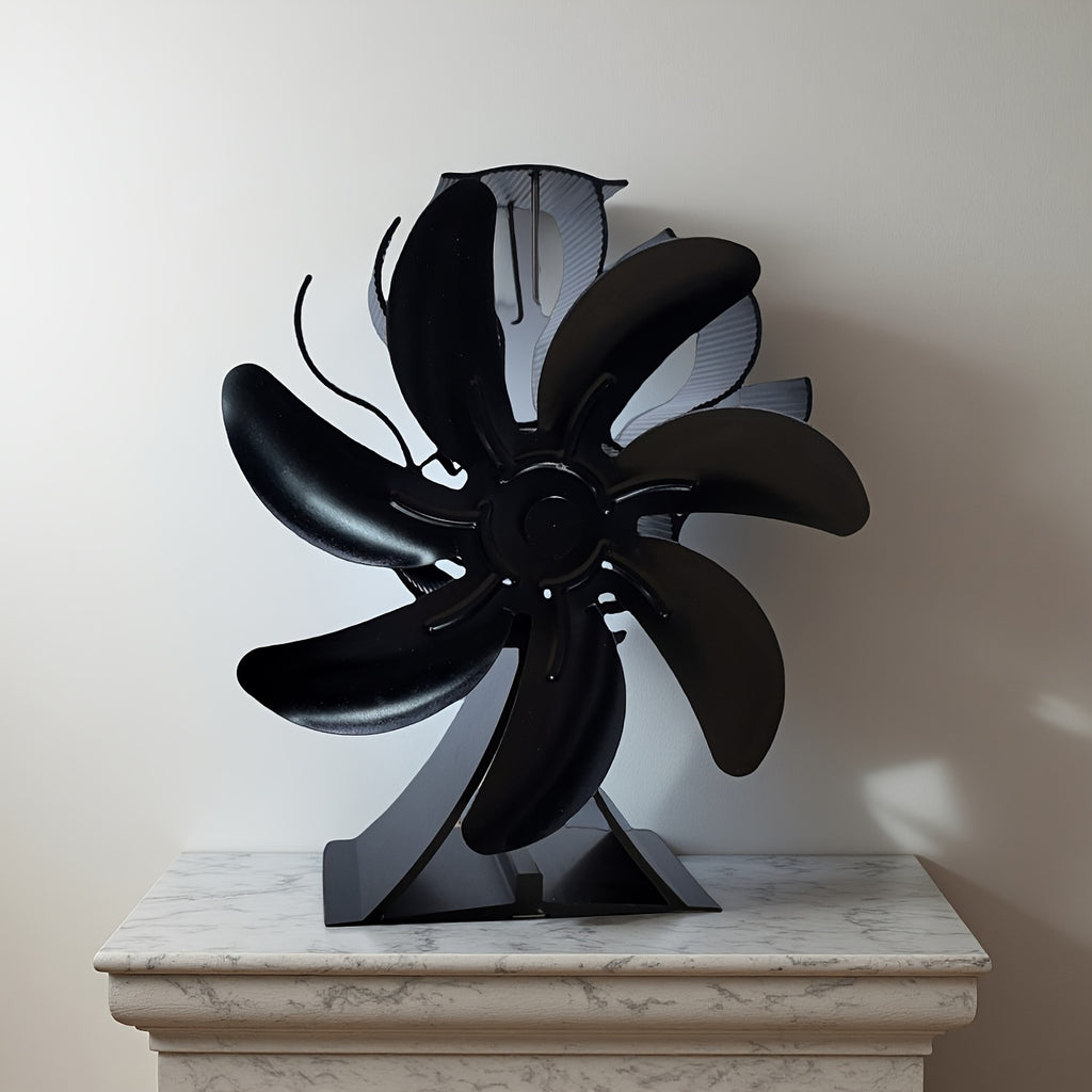 Heat Powered Stove Fan, Flue Pipe Fireplace Fan, Non-Electric 7-Blade Wood Stove Fan, Quiet Suitable for Gas/Wood/Pellet Stoves, Heat Circulation Boost