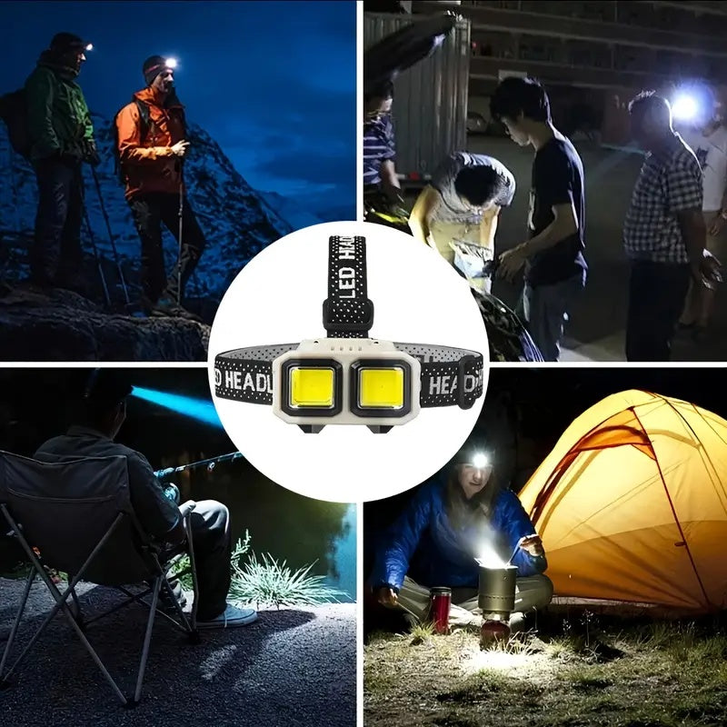 1PC Super Bright LED Rechargeable Headlamp, TYPE-C Charging, 4 Lighting Modes, Adjustable ABS Material Head Light, Foldable Durable High Lumen Flashlight, Ideal for Repair Fishing Camping Hiking Night Riding Gift