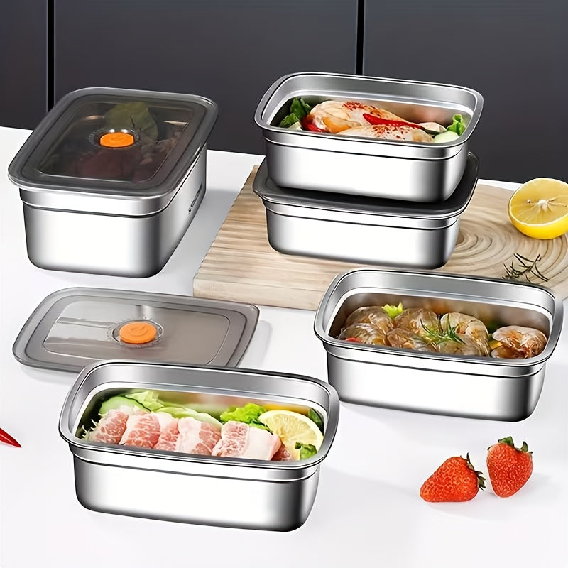 5-Piece Stainless Steel Airtight Food Storage Container Set | Leak-Proof Lunch Box for Office, Gym, Freezer | Meal Prep, Camping & Picnic Premium Choice