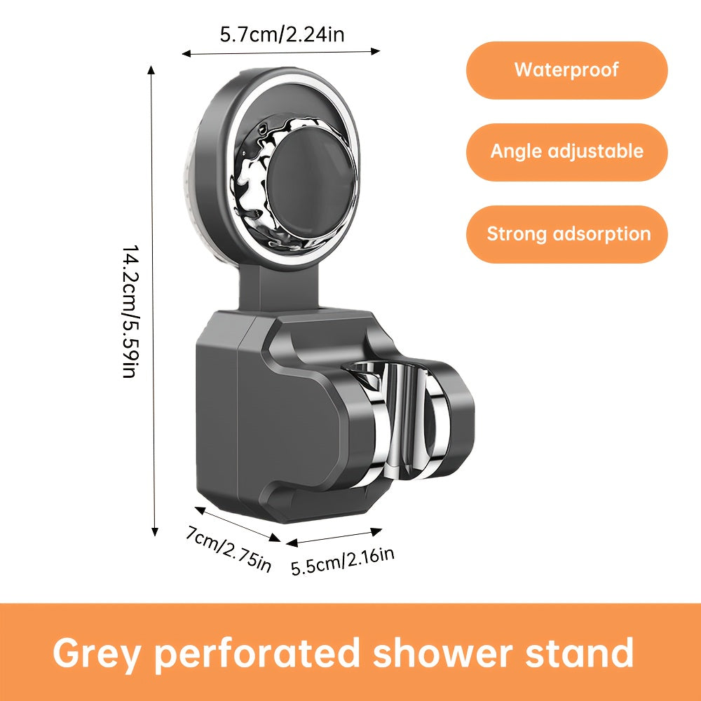 [1 pc] Jiayun Wall-Mounted Shower Suction Cup Holder, Handheld Adjustable Showerhead Bracket for Shower System - Grey, ABS Plastic, No Drilling Needed - Easy to Use, American Standard G1/2 Connector Port, Summer Shower Accessory