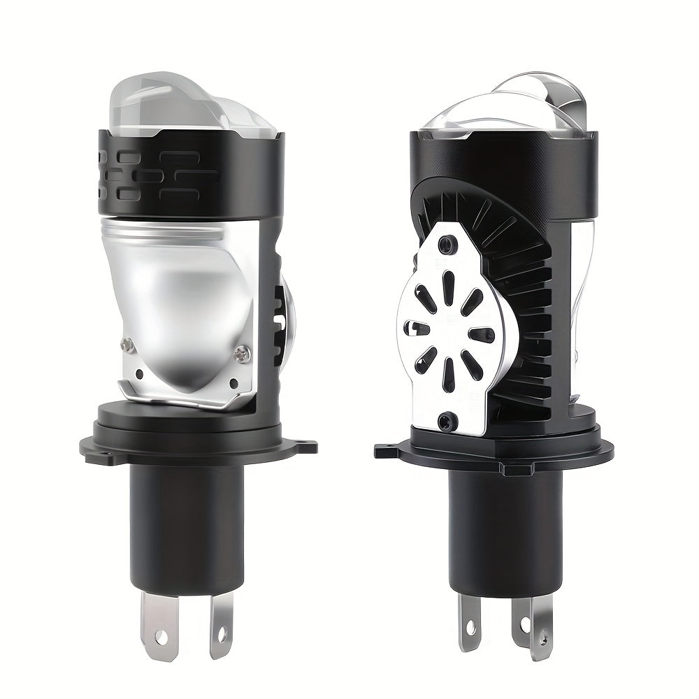 1pc/2pcs H4 Bulb 55000 Lumens 350W Extremely Bright 6000K White Light High/Low Beam Function with Clear Cutoff Line H4/9003/HB2 12V 24V Auto Motorcycle Mini Projector Lens, No Battery Included