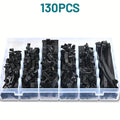 130-Piece Wire Harness Retaining Clip Assortment, Includes Convoluted Tube Cable Ties, Hose Clip Clamps, Fuel Line Brackets, for Secure Installation of Wiring Harnesses in Honda, GM, Mazda & More, Harness Clamps, Cable Management Clips