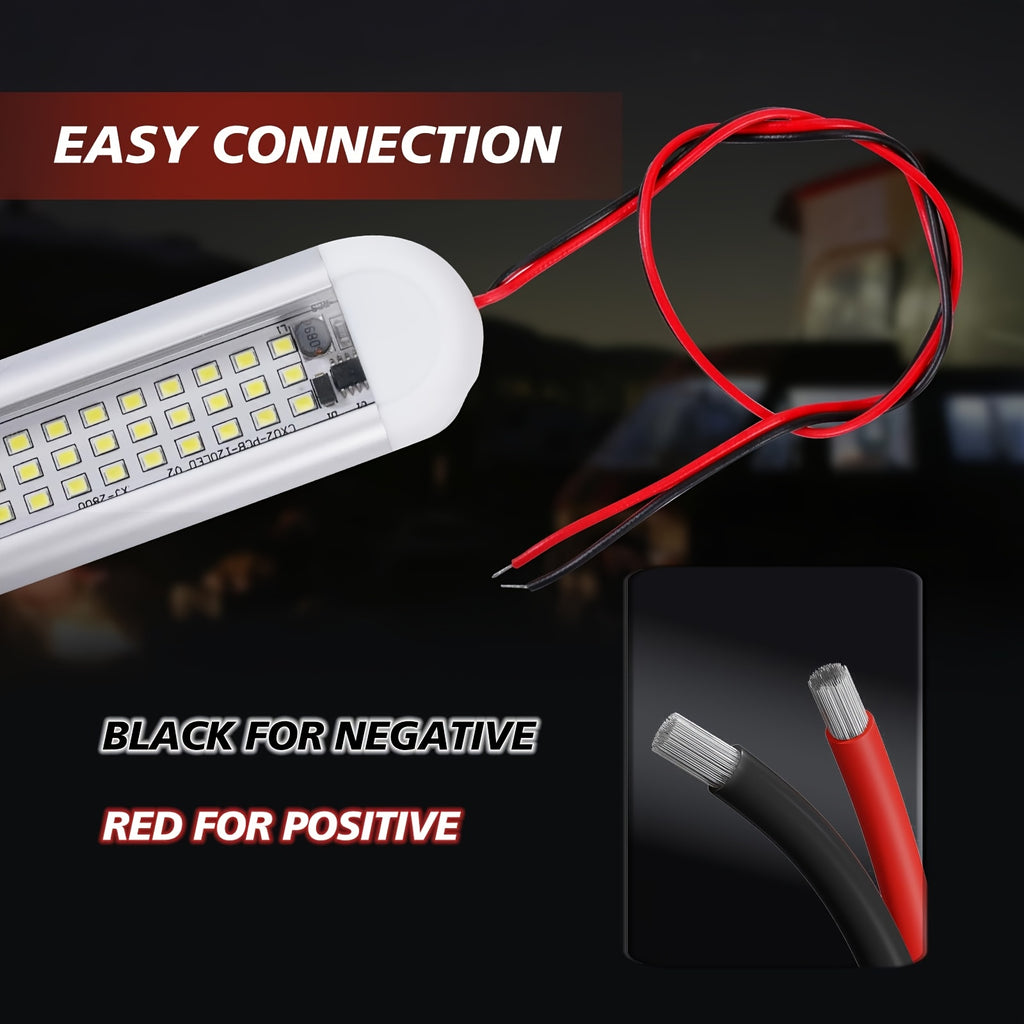 12V LED interior light bar, 120 LEDs 12 volt LED light strip, with switch, suitable for enclosed cargo trailers, cars, RVs, vans, trucks, campers, boats, caravans, motorhomes (2-pack)