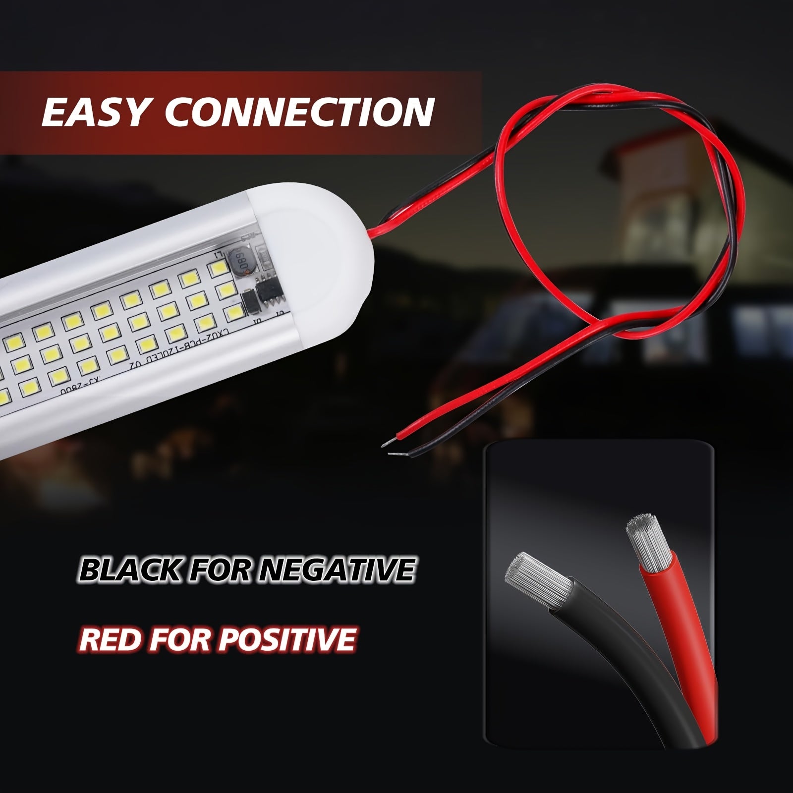 12V LED interior light bar, 120 LEDs 12 volt LED light strip, with switch, suitable for enclosed cargo trailers, cars, RVs, vans, trucks, campers, boats, caravans, motorhomes (2-pack)