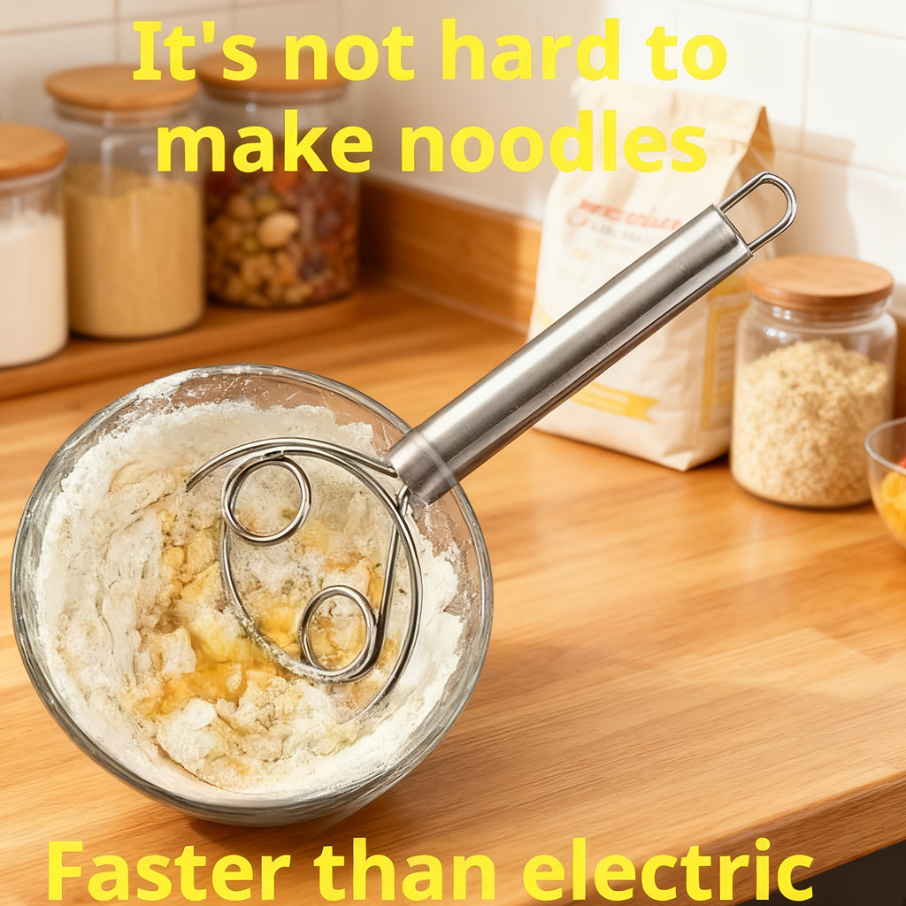 Manual Dough Mixer, Multifunctional Stainless Steel Dough & Egg Beater Stirring Stick, Ideal for Pasta, Mashed Potatoes, Kitchen Gadget & Gift