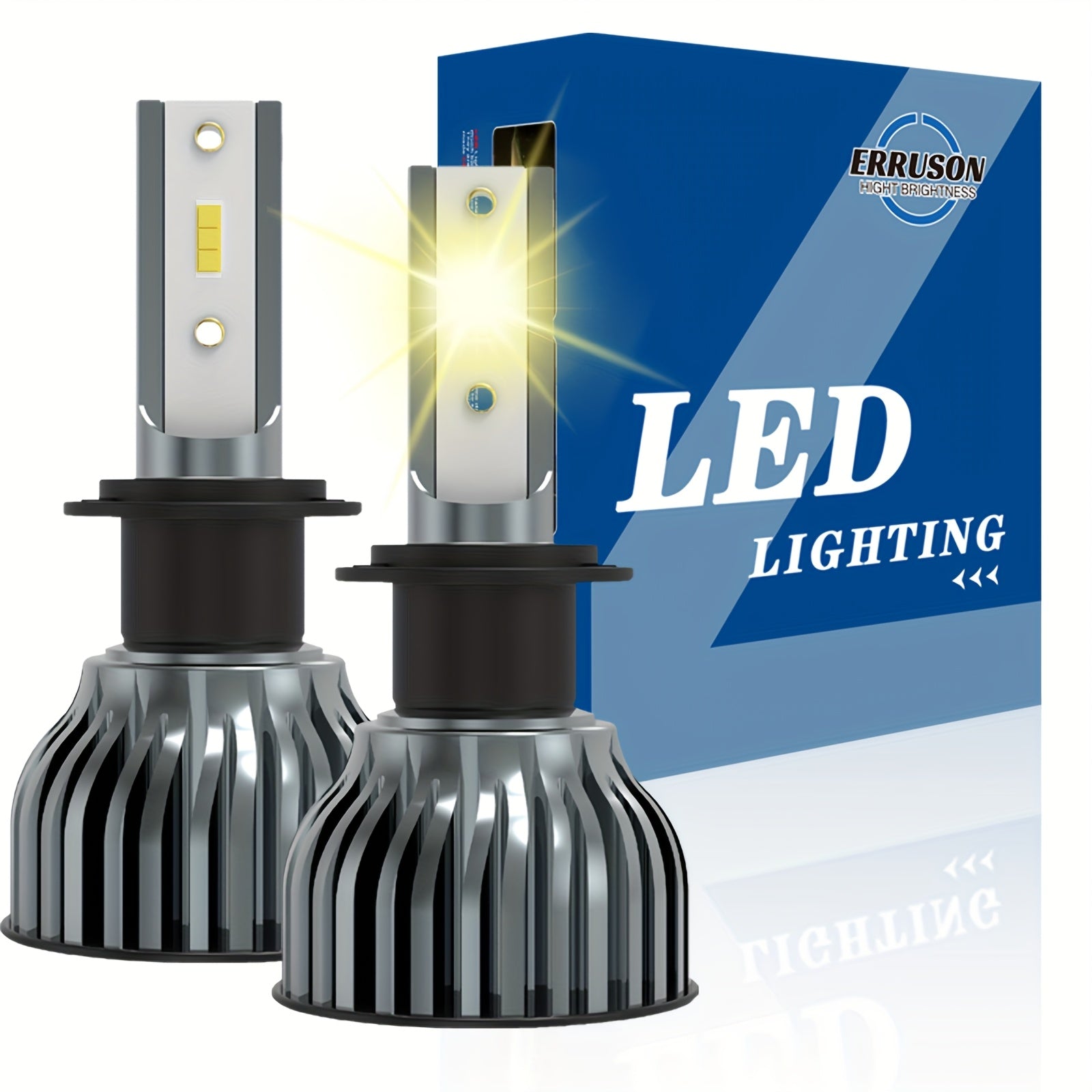 Erruson 2-Pack Dazzling Car Bulbs 9005/HB3 9006/HB4 H11 H4 H7 H1 High/Low Beam Dual-Use Turbo Light, 30000 Lumens 300W 3000K/4300K/6000K/8000K/25000K Car Light, 700% Brightness