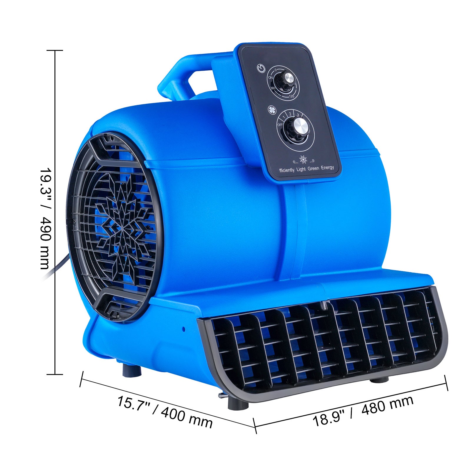 VEVOR Floor Blower, 1/2 HP, 2600 CFM Air Mover for Drying and Cooling, Portable Carpet Dryer Fan with 4 Blowing Angles and Time Function, for Janitorial, Home, Commercial, Industrial Use, ETL Listed