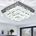 11.8" Elegant Crystal Chandelier LED Crystal Ceiling Light Modern Square Fixture, Suitable for Bedroom, Hallway, Kitchen and Office (6500K Cool White Light), Remote Control Not Included
