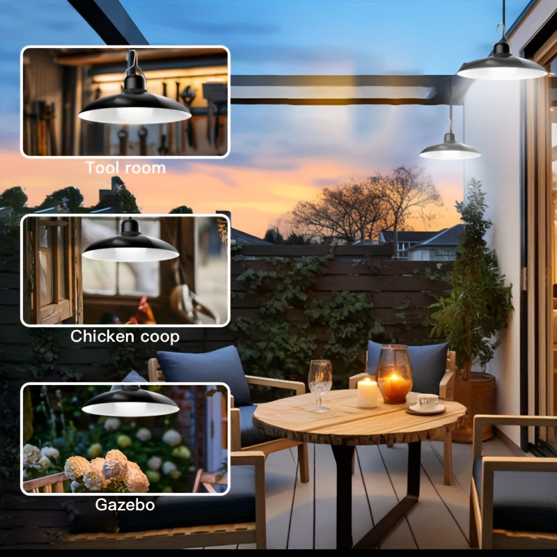 Solar Pendant Light Commercial Lighting Commercial Street and Area Lighting, Commercial Patio Light, Garage Light, Switch Control, White Light, with Installation Hardware, Perfect for Barns, Storage Rooms, Courtyards, Corridors, Gardens
