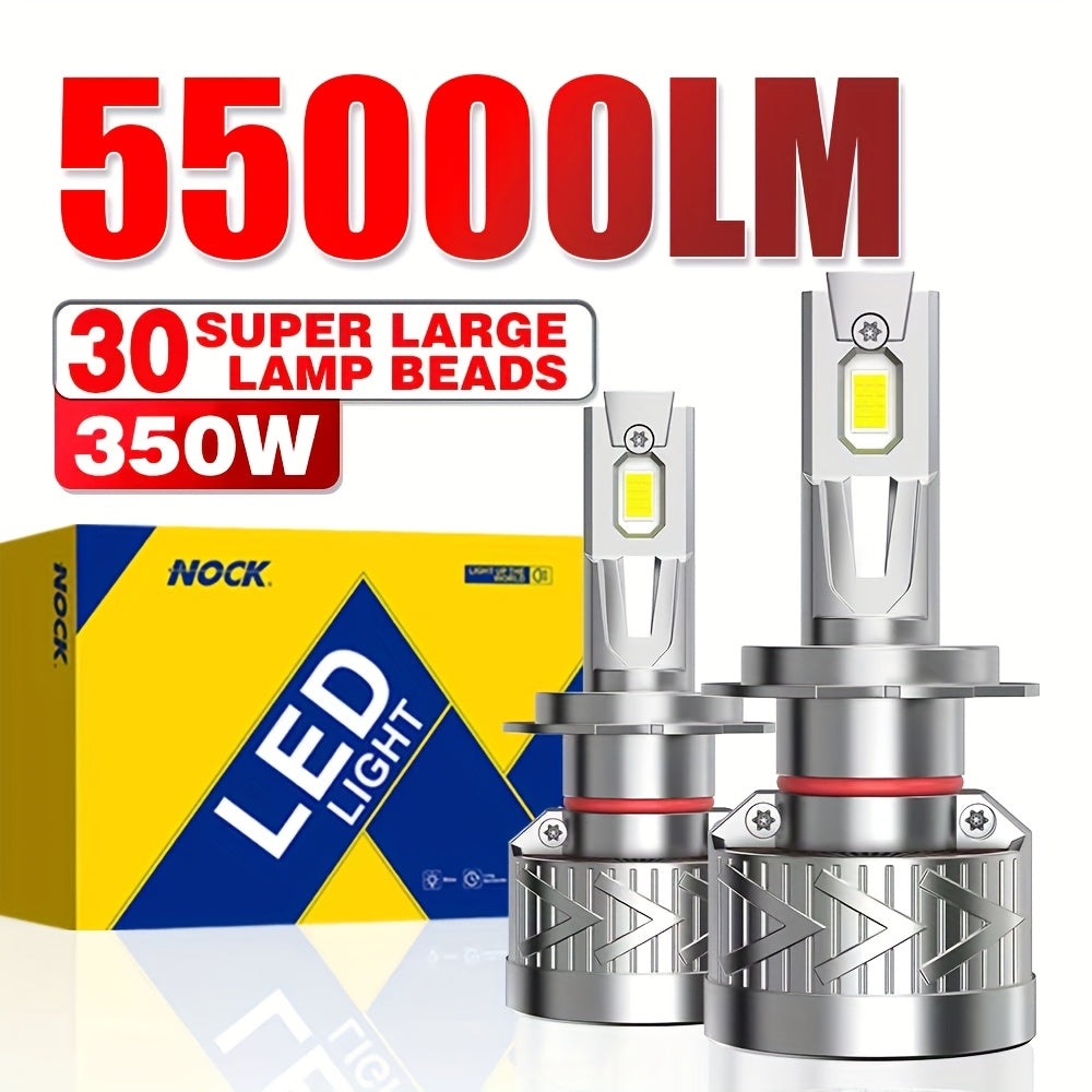 2 Super Bright LED Car Headlight Bulbs, Compatible with H8 H1-D013 H4/H7/9005/H4/9003/HB2/H11/H18/H16, 55000 Lumens 350W 1000% Brightness, Aluminum Housing, 12V