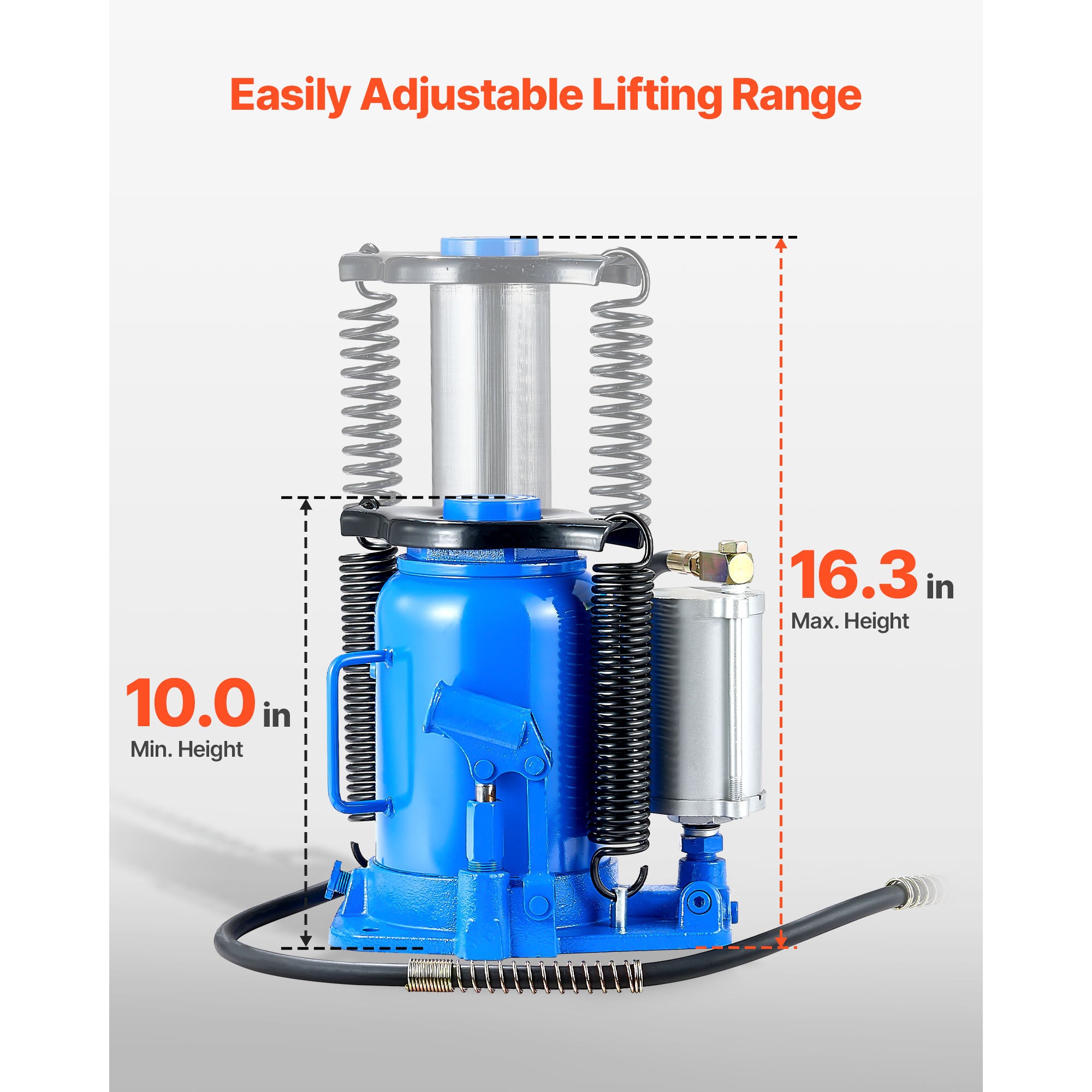 VEVOR Air Hydraulic Jack, 32 Ton (70546.9 Lbs) Capacity, 10-16.3 Inch Lifting Range, Pneumatic/Manual Heavy Duty Welded Jack with Pump, Suitable for Cars, SUVs, Pickups, Trucks, RVs, Auto Repair, Blue