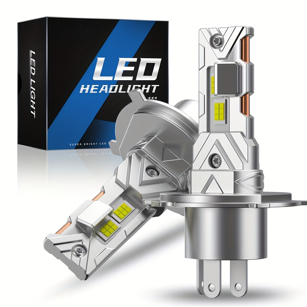 1 Pair 2025 Upgraded H4 LED Headlight Bulbs Copper Tube 12V 6500K Super Bright LED H4 9003 High/Low Beam Headlights 1:1 Plug-and-Play