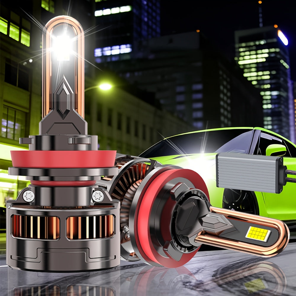 2-Pack H1 H4 H7 H11 9005 9006 9012 LED Car Headlights, 9570 CSP Chip White Light Technology, 56500 Lumens (340W) Brightness, High/Low Beam Integrated, Fast Heat Dissipation, Suitable for Various Environments, Plug-and-Play