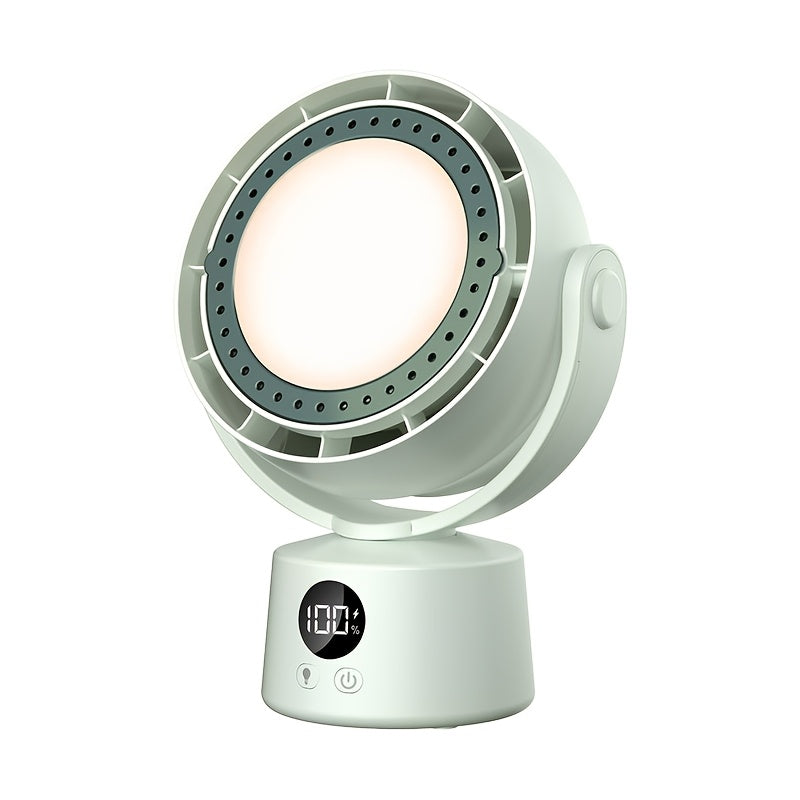 Smart Leafless Air Circulation Fan with Timer, LED Light and Aromatherapy Function - 6 Speed Levels, 360° Adjustable Lighting, Auto Left-Right Oscillation, Manual Tilt Adjustment, Built-In Hook, Hanging Use for Desktop Home Bedroom Travel