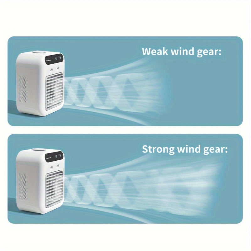 NIJ USB Desk Fan & Air Cooler, Portable Personal Cooling Fan USB Powered, Lightweight Desktop Cooler for Home Office Dorm Travel, Quiet Mini Desk Fan Built-in Lithium Battery Filter-Free, Energy Saving Cooling Device