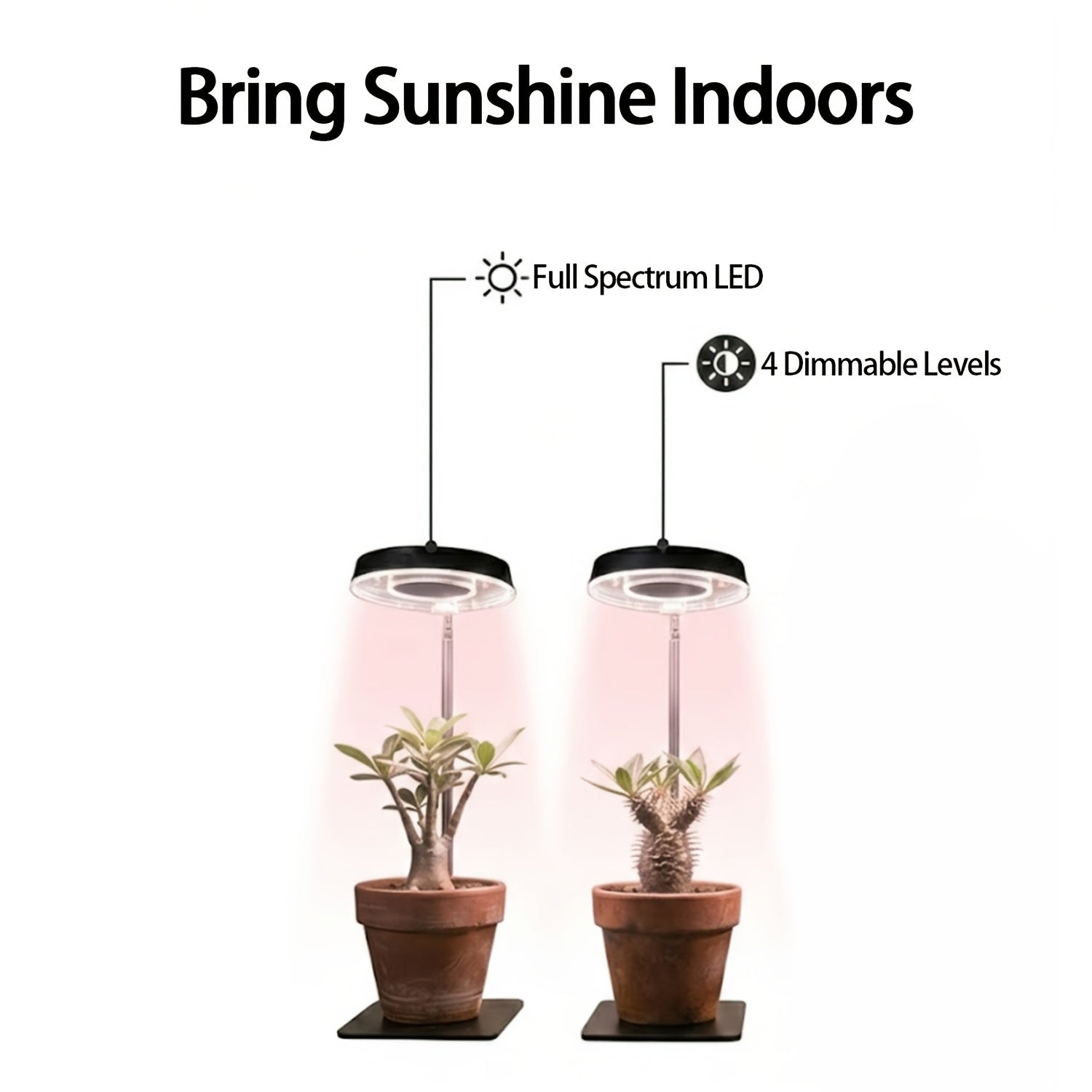 2-Pack Full Spectrum Indoor Plant Grow Light, Adjustable Height, Brightness Control, Timing Function, Magnetic 720° Flexible Rotation, Ideal for Seed Germination, Potted Plants and Hydroponics